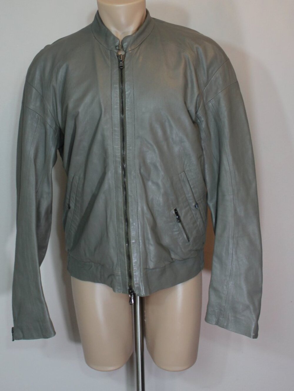 Diesel Gray leather Jacket Black Gold zipped Lined rn 93243 ca 25594 size XL
